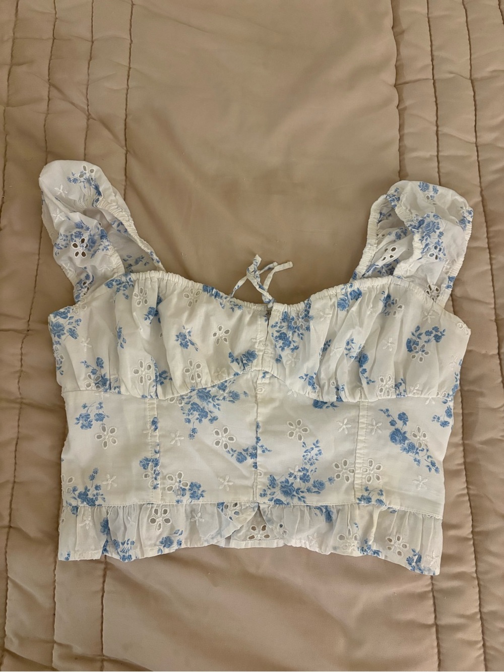 Hollister White Floral Crop Top